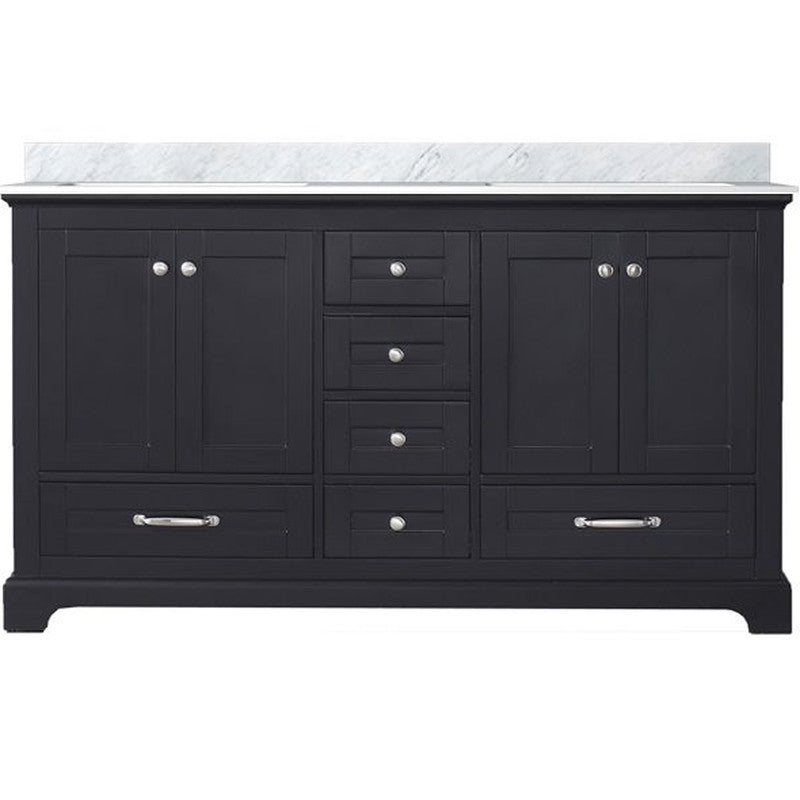 Lexora Dukes 60" W x 22" D Espresso Double Bath Vanity Carrara Marble Top