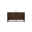 James Martin Athens 60" Single Vanity Cabinet Mid Century Acacia with 3 cm Classic White Quartz Top E645-V60S-MCA-3CLW