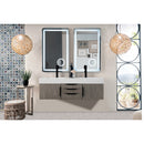 James Martin Mercer Island 59" Double Vanity Ash Gray Matte Black with Glossy White Composite Top 389-V59D-AGR-MB-GW