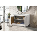 James Martin Athens 36" Single Vanity Cabinet Glossy White with 3 cm Eternal Jasmine Pearl Quartz Top E645-V36-GW-3EJP