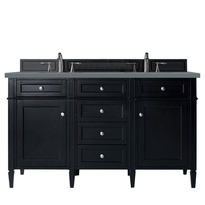 James Martin Brittany 60" Black Onyx Double Vanity with 3 cm Cala Blue Quartz Top 650-V60D-BKO-3CBL