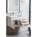 James Martin Mercer Island 36" Single Vanity Glossy White Radiant Gold with Glossy White Composite Top 389-V36-GW-G-GW