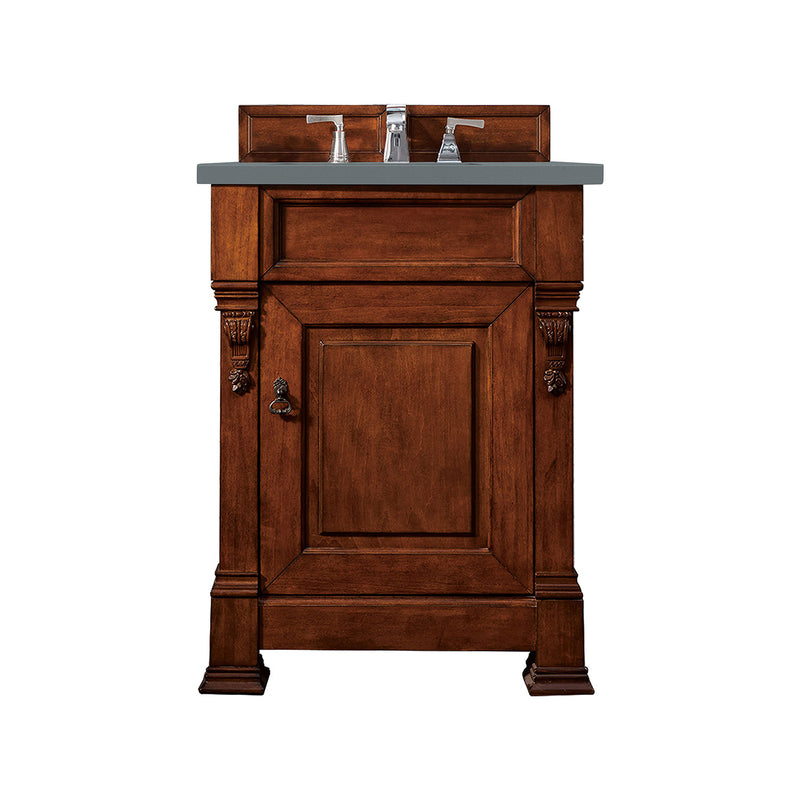 James Martin Brookfield 26" Warm Cherry Single Vanity with 3 cm Cala Blue Quartz Top 147-114-V26-WCH-3CBL