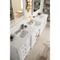 James Martin De Soto 118" Double Vanity Set Bright White with Makeup Table 3 cm Classic White Quartz Top 825-V118-BW-DU-CLW