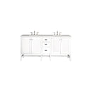 James Martin Addison 72" Double Vanity Cabinet Glossy White with 3 cm Arctic Fall Solid Surface Countertop E444-V72-GW-3AF