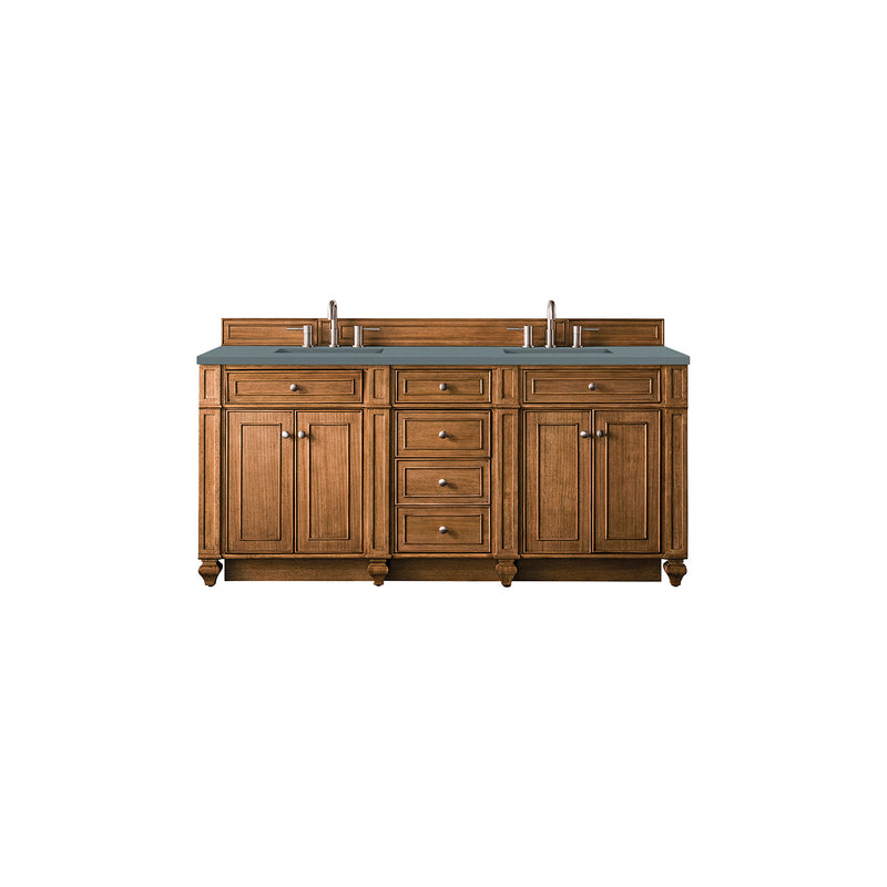 James Martin Bristol 72" Double Vanity Saddle Brown with 3 cm Cala Blue Quartz Top 157-V72-SBR-3CBL