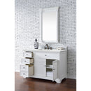 James Martin Savannah 48" Single Vanity Cabinet Bright White with 3 cm Ethereal Noctis Quartz Top 238-104-V48-BW-3ENC