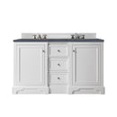 James Martin De Soto 60" Double Vanity Bright White with 3 cm Charcoal Soapstone Quartz Top 825-V60D-BW-3CSP