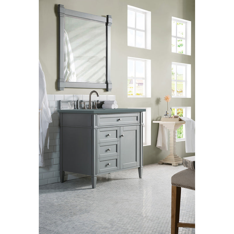 James Martin Brittany 36" Urban Gray Single Vanity with 3 cm Cala Blue Quartz Top 650-V36-UGR-3CBL