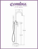 Cambridge Plumbing Modern Freestanding Tub Filler Faucet Shower Wand BRZ