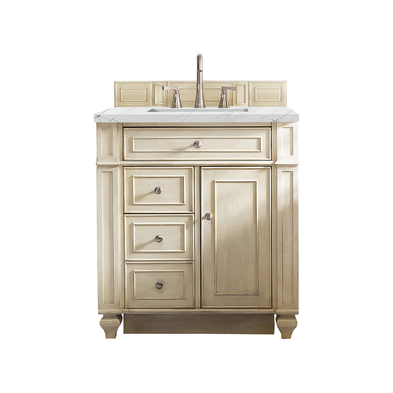 James Martin Bristol 30" Single Vanity Vintage Vanilla with 3 cm Ethereal Noctis Quartz Top 157-V30-VV-3ENC