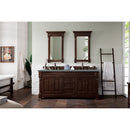 James Martin Brookfield 72" Burnished Mahogany Double Vanity with 3 cm Cala Blue Quartz Top 147-114-5761-3CBL