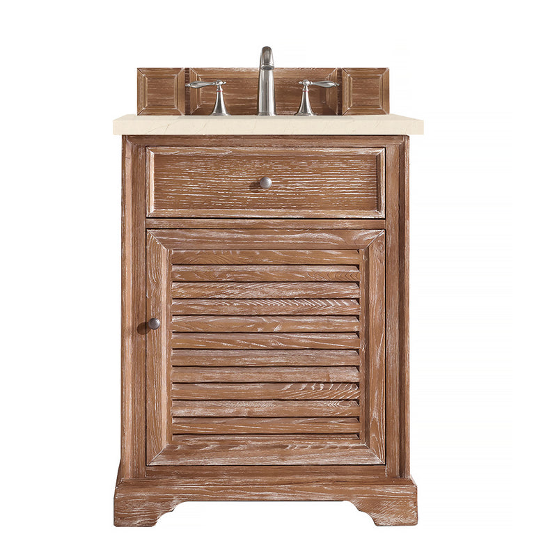James Martin Savannah 26" Single Vanity Cabinet Driftwood with 3 cm Eternal Marfil Quartz Top 238-104-V26-DRF-3EMR