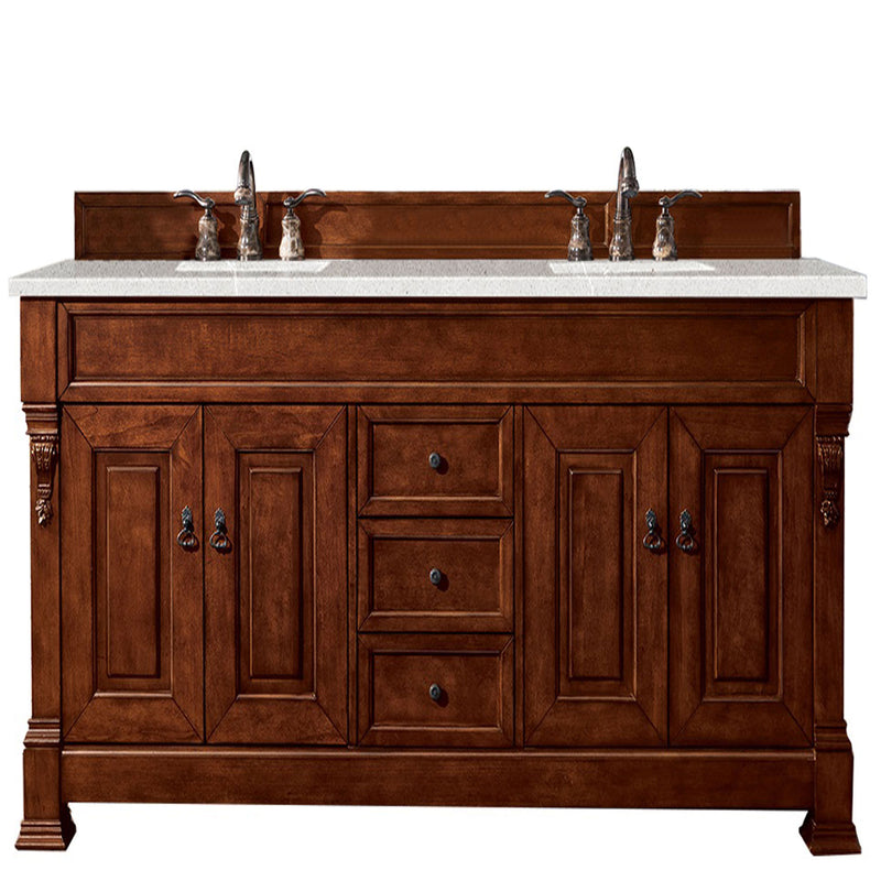 James Martin Brookfield 72" Warm Cherry Double Vanity with 3 cm Eternal Serena Quartz Top 147-114-5781-3ESR