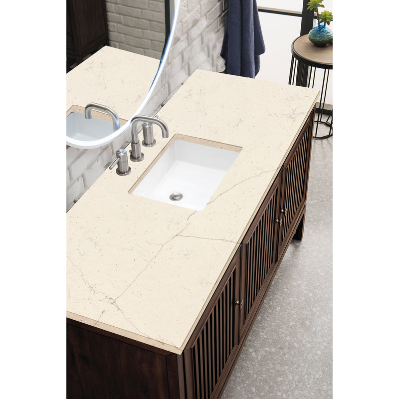 James Martin Athens 60" Single Vanity Cabinet Mid Century Acacia with 3 cm Eternal Marfil Top E645-V60S-MCA-3EMR