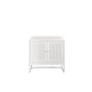 James Martin Athens 15" Cabinet with Drawers and Door Glossy White with 3 cm Eternal Jasmine Pearl Quartz Top E645-B15R-GW-3EJP