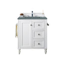 James Martin Copper Cove Encore 30" Single Vanity Bright White with 3 cm Cala Blue Quartz Top 301-V30-BW-3CBL