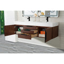 James Martin Mercer Island 59" Double Vanity Coffee Oak Matte Black with Glossy White Composite Top 389-V59D-CFO-MB-GW