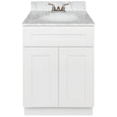 White Bathroom Vanity 24", Cara White Marble Top, Faucet LB3B CW254-24AW-3B