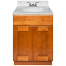 Brown Bathroom Vanity 24", Cara White Marble Top, Faucet LB3B CW254-24NP-3B