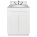 White Bathroom Vanity 24", Cara White Marble Top, Faucet LB4B CW258-24AW-4B