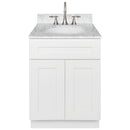 White Bathroom Vanity 24", Cara White Marble Top, Faucet LB7B CW258-24AW-7B