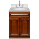 Brown Bathroom Vanity 24", Cara White Marble Top, Faucet LB7B CW258-24GN-7B