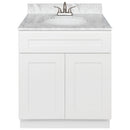 White Bathroom Vanity 30", Cara White Marble Top, Faucet LB5B CW314-30AW-5B