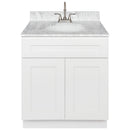 White Bathroom Vanity 30", Cara White Marble Top, Faucet LB6B CW314-30AW-6B