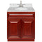 Cherry Bathroom Vanity 30", Cara White Marble Top, Faucet LB6B CW314-30CH-6B