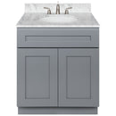 Cherry Bathroom Vanity 30", Cara White Marble Top, Faucet LB4B CW318-30CG-4B