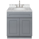 Cherry Bathroom Vanity 30", Cara White Marble Top, Faucet LB7B CW318-30CG-7B