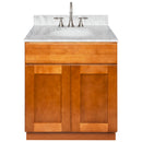 Brown Bathroom Vanity 30", Cara White Marble Top, Faucet LB7B CW318-30NP-7B