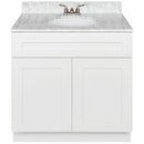 White Bathroom Vanity 36", Cara White Marble Top, Faucet LB3B CW374-36AW-3B