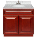 Cherry Bathroom Vanity 36", Cara White Marble Top, Faucet LB5B CW374-36CH-5B