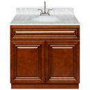 Brown Bathroom Vanity 36", Cara White Marble Top, Faucet LB6B CW374-36GN-6B