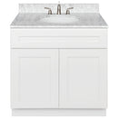 White Bathroom Vanity 36", Cara White Marble Top, Faucet LB4B CW378-36AW-4B