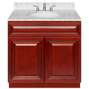 Cherry Bathroom Vanity 36", Cara White Marble Top, Faucet LB4B CW378-36CH-4B