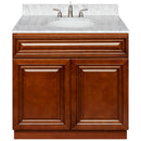 Brown Bathroom Vanity 36", Cara White Marble Top, Faucet LB4B CW378-36GN-4B