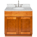 Brown Bathroom Vanity 36", Cara White Marble Top, Faucet LB7B CW378-36NP-7B