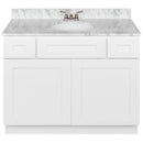 White Bathroom Vanity 42", Cara White Marble Top, Faucet LB3B CW434-42AW-3B