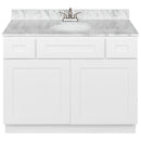 White Bathroom Vanity 42", Cara White Marble Top, Faucet LB5B CW434-42AW-5B