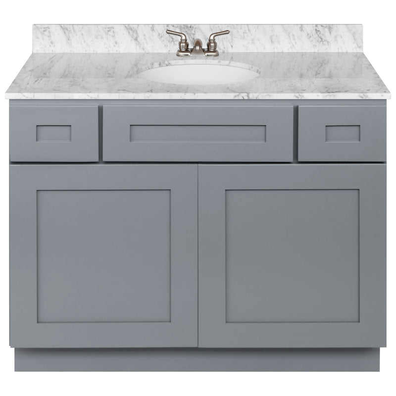 Cherry Bathroom Vanity 42", Cara White Marble Top, Faucet LB3B CW434-42CG-3B