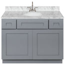 Cherry Bathroom Vanity 42", Cara White Marble Top, Faucet LB6B CW434-42CG-6B