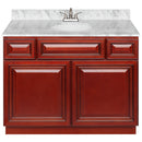 Cherry Bathroom Vanity 42", Cara White Marble Top, Faucet LB5B CW434-42CH-5B