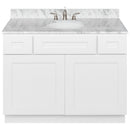 White Bathroom Vanity 42", Cara White Marble Top, Faucet LB4B CW438-42AW-4B