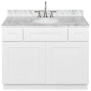 White Bathroom Vanity 42", Cara White Marble Top, Faucet LB7B CW438-42AW-7B