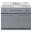 Cherry Bathroom Vanity 42", Cara White Marble Top, Faucet LB4B CW438-42CG-4B