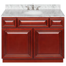 Cherry Bathroom Vanity 42", Cara White Marble Top, Faucet LB4B CW438-42CH-4B