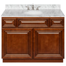 Brown Bathroom Vanity 42", Cara White Marble Top, Faucet LB4B CW438-42GN-4B